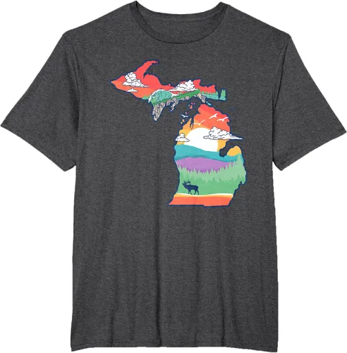 Vista 18 de Michigan Outside - Camiseta con ilustración artística