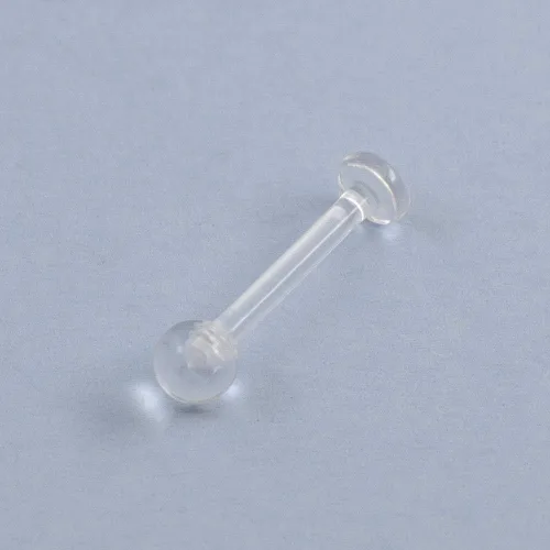 Vista 5 de BodyJewelryOnline 4 piezas de 14G acrílico transparente Bioflex retenedores de lengua barras rectas media bola retenedor pezón anillos tragus