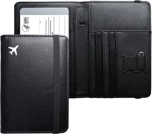 Vista 14 de Mymazn Portatarjetas de pasaporte y vacunación Combo de portatarjetas para pasaporte y cartera de viaje con tarjetero de vacunación, funda