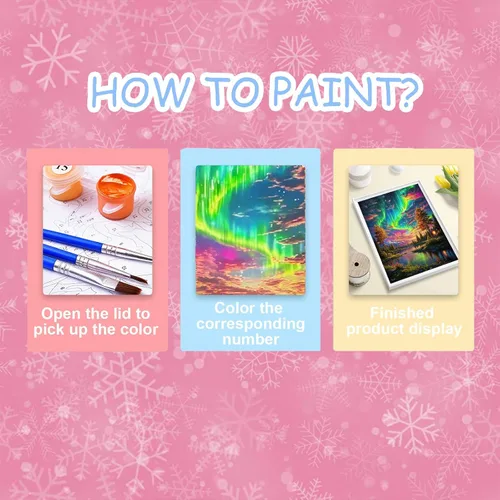 Vista 7 de HITO Kit de pintura de paisaje por números para adultos, Aurora para adultos, kits de pintura por números sobre lienzo para regalo, decoración