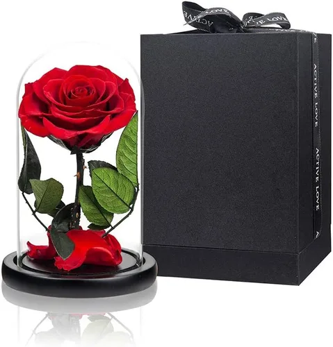 Vista 10 de Rosas preservadas, rosas negras en cúpula de cristal, medianas, flores preservadas para el día de la madre, regalos para mujeres Negro