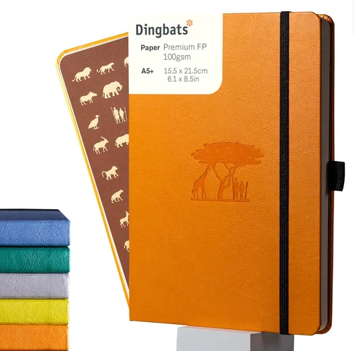 Vista 27 de Dingbats* Cuaderno de Escritura con Líneas de Vida Silvestre A5 - Tapa Dura de Cuero Vegano - Ideal para Trabajo, Viajes - Bolsillo, Cierre Elástico