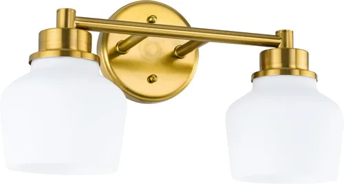 Vista 15 de Luminarias de baño Emak de níquel cepillado, luz de tocador de baño de 2 luces con pantalla de vidrio esmerilado, luces de tocador modernas