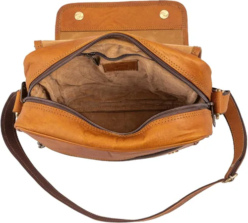 Vista 5 de URBAN LEATHER Bolso de mensajero vertical de 12 pulgadas Bolso de mano marrón para hombres mujeres niños y niñas bolsas de pasaporte de viaje