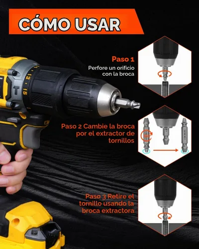 Vista 2 de Juego de 24 brocas para mano izquierda y extractor de tornillos fácil de sacar