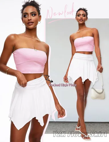 Vista 3 de TZLDN Minifalda fluida para mujer con pantalones cortos de hadas Y2K asimétrica pirata falda pantalón de moda sexy para festivales rave trajes