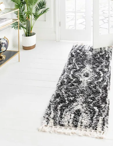 Vista 12 de Unique Loom Hygge Shag Collection - Alfombra rectangular de 2 pies 2 pulgadas x 3 pies 1 pulgada, color negro y blanco/gris