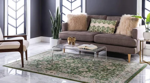 Vista 2 de Unique Loom Penrose Collection - Alfombra de área - Krystle (2' 2" x 3' 1" rectangular, verde/beige)