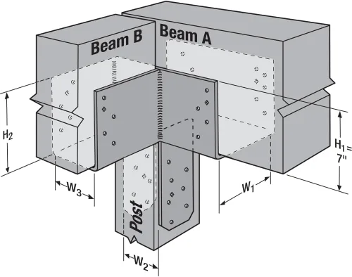 Vista 6 de Simpson Strong-Tie ECCLRQ666SDS - ECCLLQ Tapa de columna de extremo en forma de L para vigas 6X y poste 6X con tornillos SDS, soporte de marco