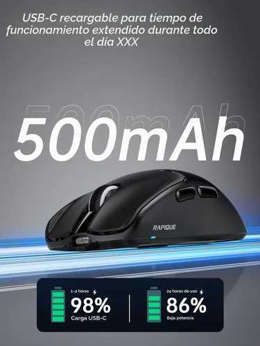 Vista 5 de RAPIQUE Ratón inalámbrico de 1.87 oz, Bluetooth 5.1 y modo dual de 2.4 GHz Negro