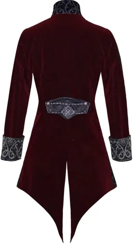 Vista 2 de Apocrypha Chamarra de cola steampunk medieval para hombre, estilo gótico victoriano, abrigo