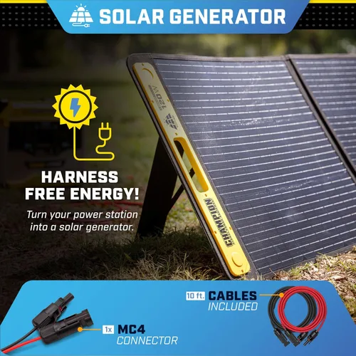 Vista 5 de Champion Power Equipment 201246 Paneles solares plegables portátiles de 120 vatios con cable de extensión y soporte