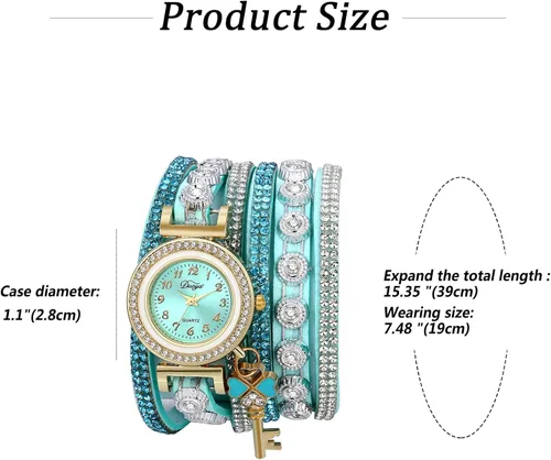 Vista 7 de Avaner Reloj de pulsera bohemio para mujer, reloj de cuero multicapa, reloj de cuarzo con diamantes de imitación para mujer