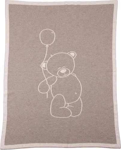 Vista 2 de Love Cashmere Unisex 100% Cashmere Teddy Bear Baby Blanket- Natural Multi - Made in Scotland