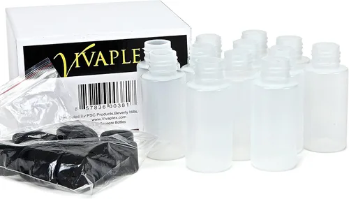 Vista 3 de Vivaplex - Botellas de plástico transparente de 2 onzas con tapas abatibles negras, paquete de 12