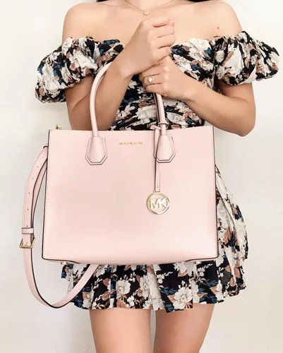 Vista 2 de Michael Kors Mercer Bolso de hombro convertible grande Cuero rosa rubor, Powder Blush