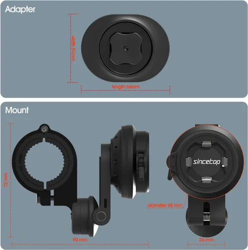 Vista 9 de Soporte de teléfono para motocicleta, soporte para teléfono celular con módulo amortiguador de vibraciones, soporte de manillar de bicicleta frontal