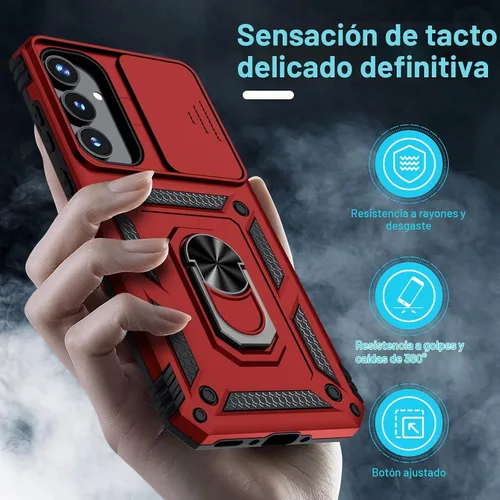 Vista 7 de Janmitta Funda compatible con Samsung Galaxy A35 5G, funda integrada para lente de cámara deslizante + protector de pantalla + soporte de anillo