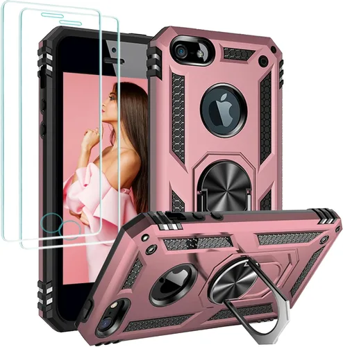 Vista 285 de Jeylly Funda para iPhone SE/Funda para iPhone 5S, Exterior de Plástico Duro que Absorbe Golpes + Interior de Silicona de Goma Defensor contra