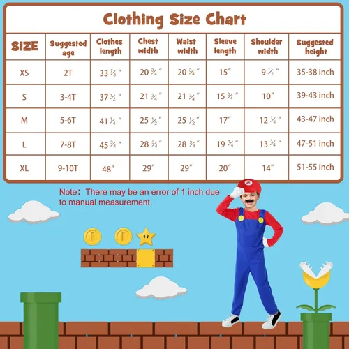 Vista 5 de Mario Costume for Kids-Halloween Plumber Costume for Boys with Accessory