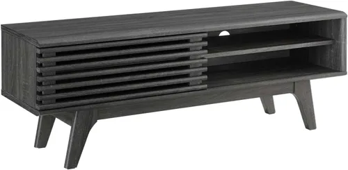 Vista 10 de Mueble para televisor de 48 pulgadas Modway Render, de estilo moderno de mediados de siglo con perfil bajo, color roble