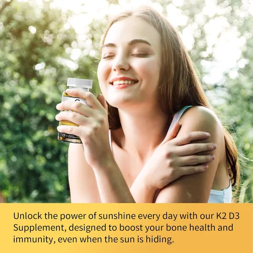 Vista 7 de Suplemento de Vitamina D3 K2 con Vitamina D3 5000 UI, 200 mcg de Vitamina K2 MK-7 y Aceite de Coco Natural, Fórmula 2-1 a Base de Plantas