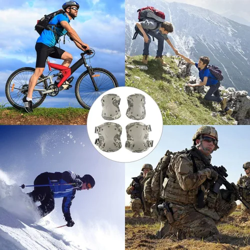 Vista 6 de Almohadillas Protectoras Tácticas de Combate para Rodilla y Codo para Juegos de Paintball CS al Aire Libre, Ciclismo, Seguridad, Equipo