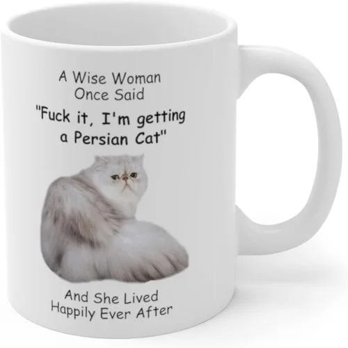Vista 3 de Divertidos gatos persas blancos y grises regalos para mujeres, amantes de los animales, mascotas, mamá, día de la madre 2025 A Wise Woman Once Said