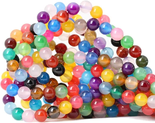Vista 6 de Cuentas redondas sueltas de ágata estilo antiguo vena de dragón de 6mm, cuentas para diseño de joyas, 60 cuentas Ágata de vena de dragón