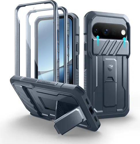 Vista 8 de Dexnor Funda para Google Pixel 9 Pro XL con cubierta deslizante para cámara y protector de pantalla integrado y soporte de alta resistencia, funda