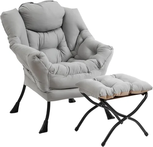 Vista 14 de Furlide - Silla perezosa con otomana, silla moderna con reposapiés plegable, silla de acento de salón, silla de lectura cómoda, sillones grandes