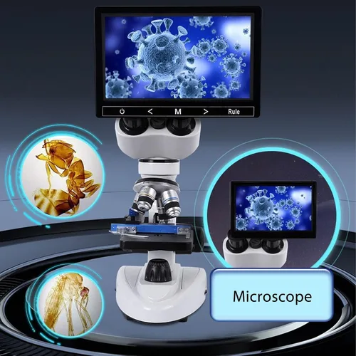 Vista 2 de Microscopio binocular compuesto 40X-5000X Aumento Rotación de 360 ° Sistema de iluminación ajustable Microscopios profesionales para pruebas