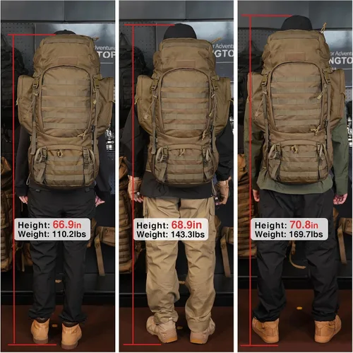 Vista 8 de Mardingtop mochila de 50 L/55 L/60 L/75 L para senderismo, con marco interno, equipo para transportar carga, ligero y modular, con cubierta