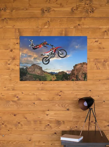 Vista 4 de Póster de motocross Rider Freestyle Stunt - Decoración moderna para habitación, dormitorio, cueva de hombre, sala de juegos, motocross bike póster