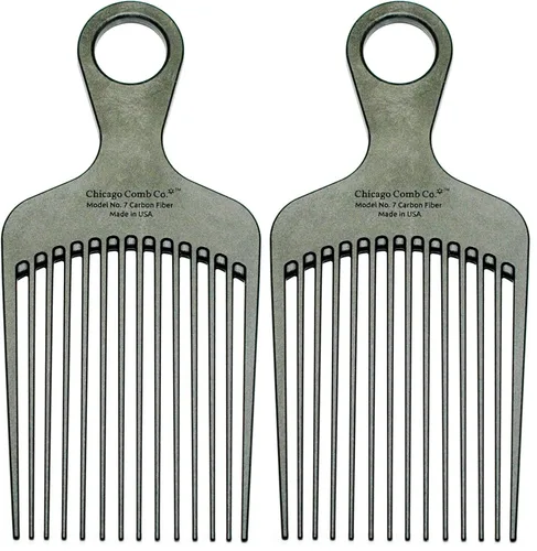 Vista 10 de Chicago Comb Peine de púa de fibra de carbono modelo 7, para peinados largos y gruesos y afro, color negro, 6 pulgadas (5.9 in)