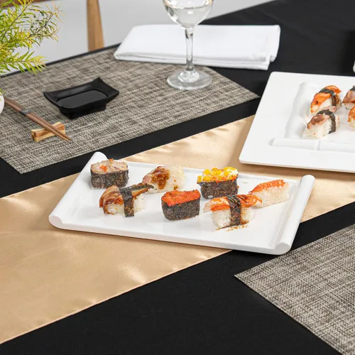 Vista 4 de Restaurantware Voga - Platos de servir de 12 x 7 pulgadas, 10 platos rectangulares para sushi, pequeños, resistentes a roturas, platos blancos