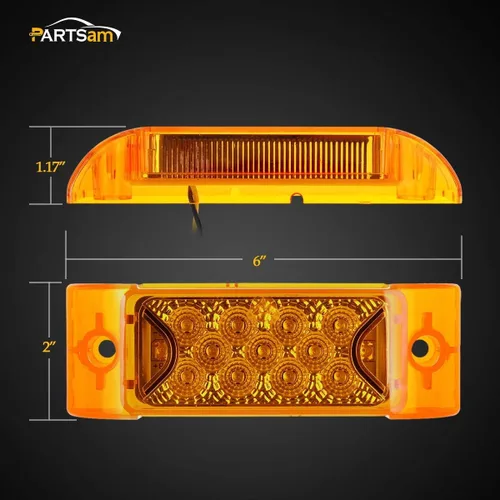 Vista 6 de Partsam 4 luces LED rectangulares de 6 x 2 pulgadas para remolque, luces direccionales, 13 luces LED rectangulares de 12 V para camión, remolque