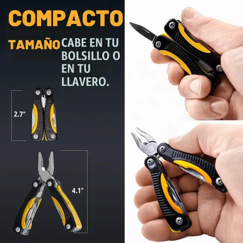 Vista 3 de Mini Multiherramienta de Bolsillo 12 en 1 con Cuchillo y Alicates - Mejor Accesorio de Utilidad Todo en Uno Multiusos para Hombres y Mujeres - Mejor