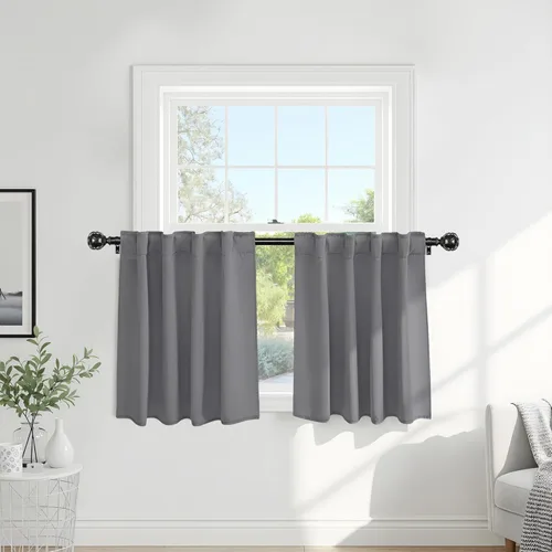 Vista 93 de PONY DANCE Cortinas cortas con aislamiento térmico para ventana pequeña, para guardería, baño, cocina, lavandería, caravana, sótano, 29 pulgadas