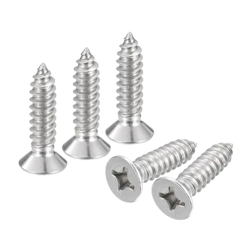 Vista 33 de uxcell Tornillos de chapa de cabeza plana #4x1, 50 tornillos de madera Phillips Drive Tornillos de acero inoxidable 304 Autoperforantes