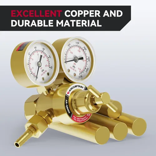 Vista 6 de ARCCAPTAIN Medidores de regulador de oxígeno Soldadura de gas, 0-4000PSI y 0-100PSI Medidores de gas de soldadura con conexión de entrada CGA 540