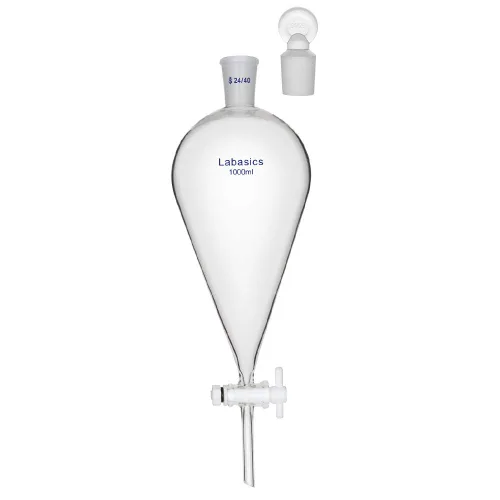 Vista 10 de Labasics Embudo separador cónico de vidrio borosilicato 2.0 fl oz con llave de paso de PTFE, 2.0 fl oz