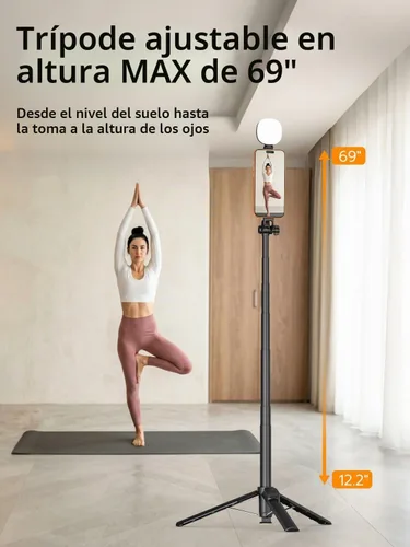 Vista 7 de USKEYVISION Trípode magnético de 69" para iPhone con luz magnética (MPT-04)