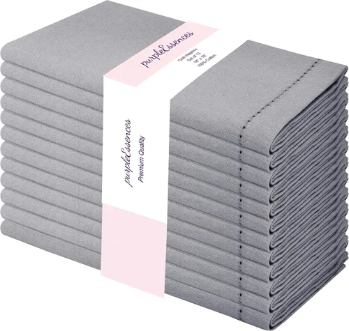 Vista 34 de PurpleEssences Juego de 6 servilletas de tela de vainica, 100% algodón, suaves, duraderas, lavables, ideales para bodas, Navidad, vacaciones