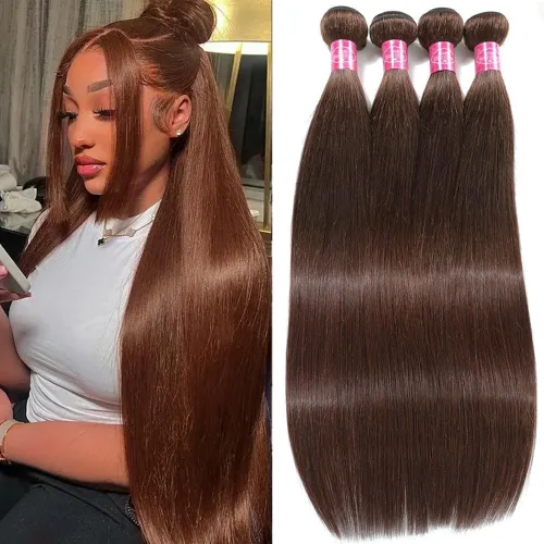 Vista 13 de YISEA Paquetes de cabello humano liso con cierre de encaje (12 14 16+10 cierre) Paquetes de cabello humano 3 con cierre de encaje 4x4 100%