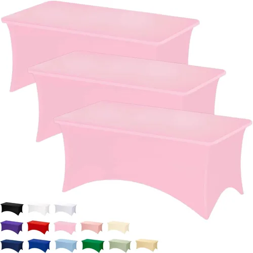 Vista 74 de Fixwal Paquete de 6 Manteles de Mesa Rectangulares, Cubierta de Mesa de 6 Pies, Mantel Blanco Rectangular Ajustado Elástico Rectangular, Cubierta
