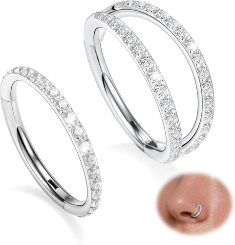 Vista 25 de GAGABODY 2 piercings para la nariz, calibre 20G, 18G, 16G, 14G, 12G, 10G, 8G, acero quirúrgico, tabique, cartílago, hélice, trago, concha, daith