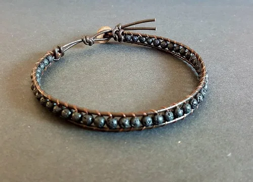 Vista 7 de Infinityee888 Lava Bead Anklet Bracelet 10 Inches Woven Leather Handmade Men Women Anklet