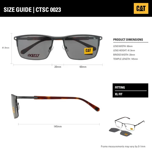 Vista 5 de CAT CTSC 0023 - Marco rectangular para gafas con clip magnético polarizado para el sol, 2.362 in