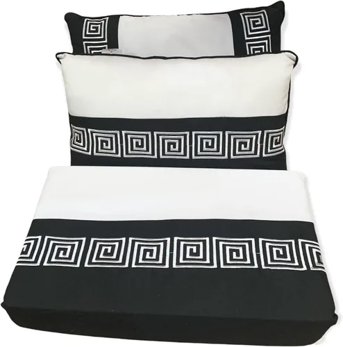 Vista 4 de sheetsnthings 12 piezas de microfibra bordada tamaño matrimonial en una bolsa incluye: juego de funda de edredón Astrid en blanco y negro con 100%